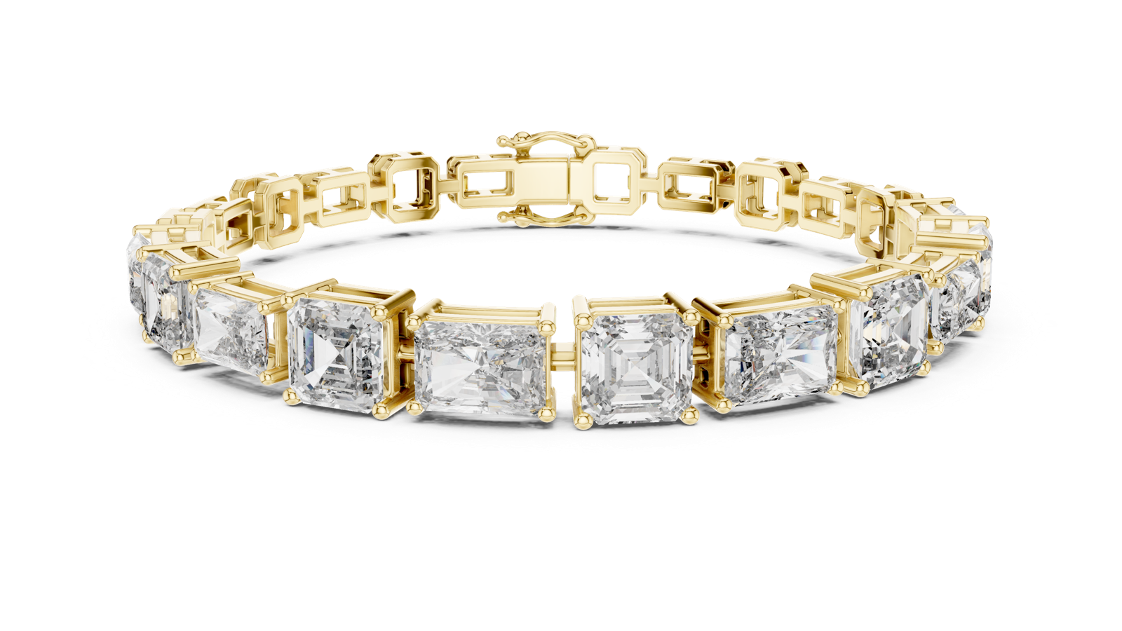 14K Solid Gold Lab Diamond Bracelet, Yellow Gold, view 4