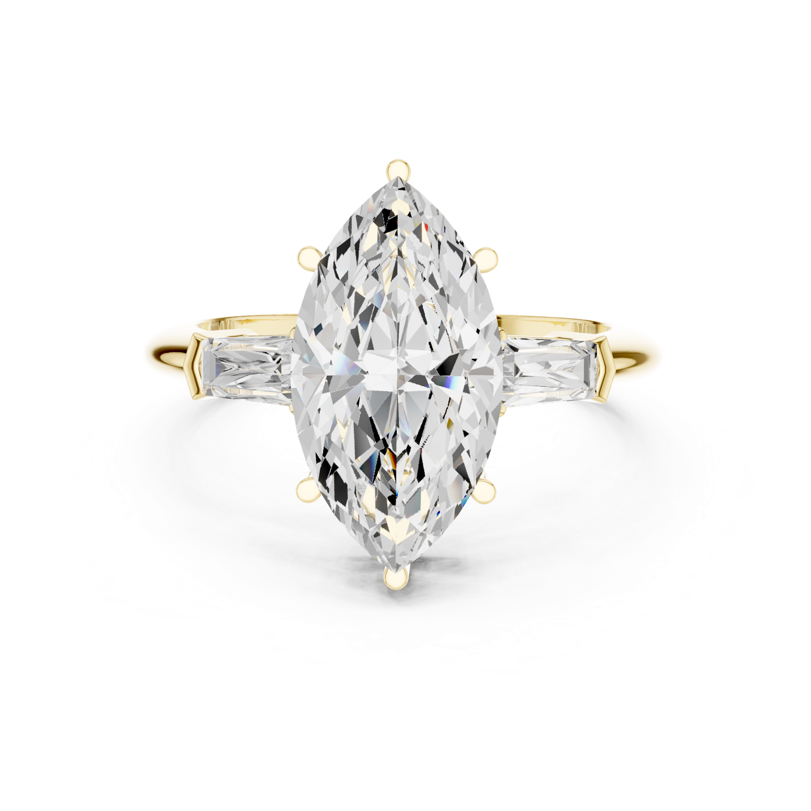 Gold Jewelry L35-67, Marquise center stone, Yellow Gold, view 4