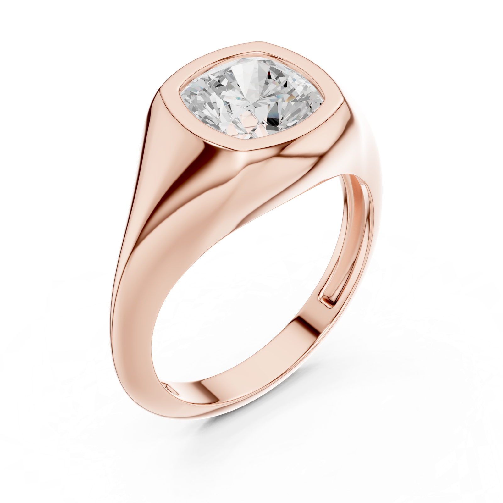 Gold Jewelry L36-4, Cushion center stone, Rose Gold, view 2