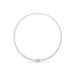 14K Solid Gold Lab Diamond Tennis Necklace, Rose Gold