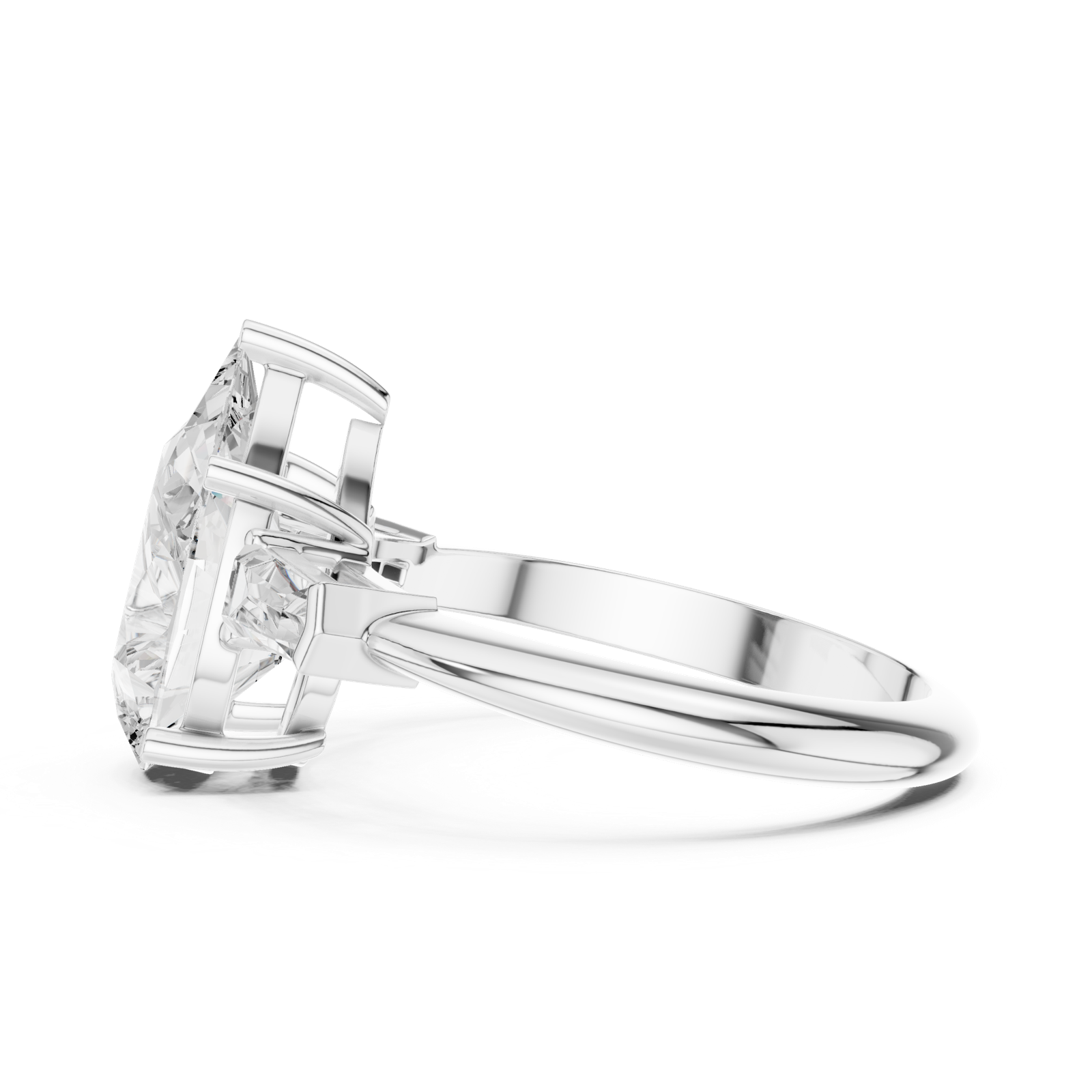 Gold Jewelry L35-67, Pear center stone, White Gold, view 3