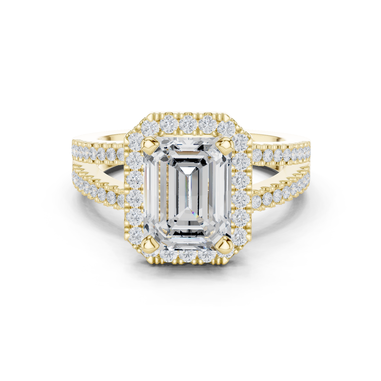 Gold Ring DDLR-350, Emerald center stone, Yellow Gold