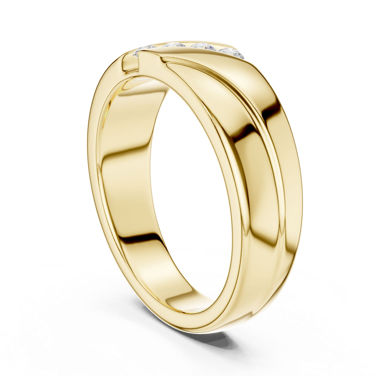 14K Solid Gold Lab Diamond Twist Ring, Yellow Gold, view 1