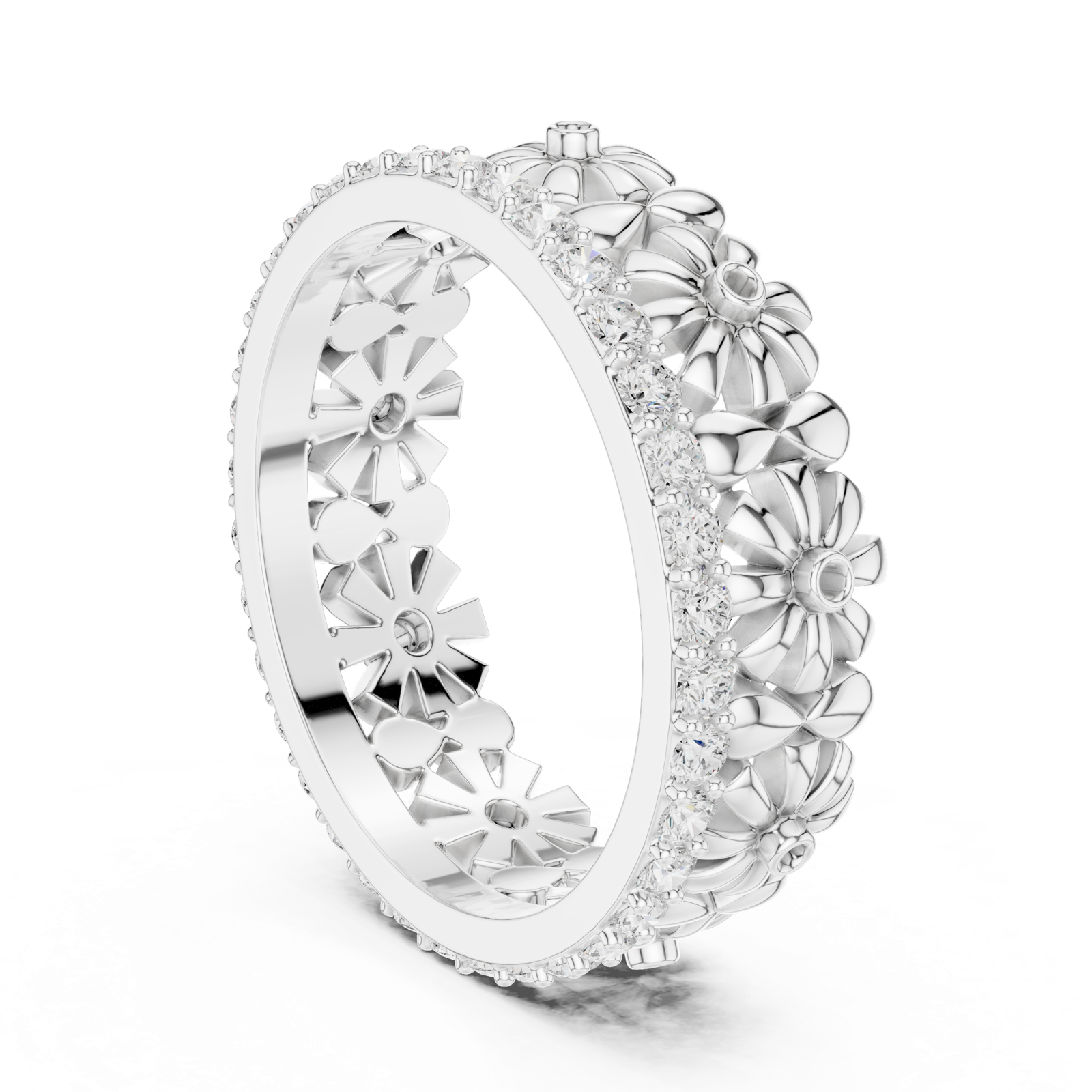 Gold Ring R42, White Gold, view 1