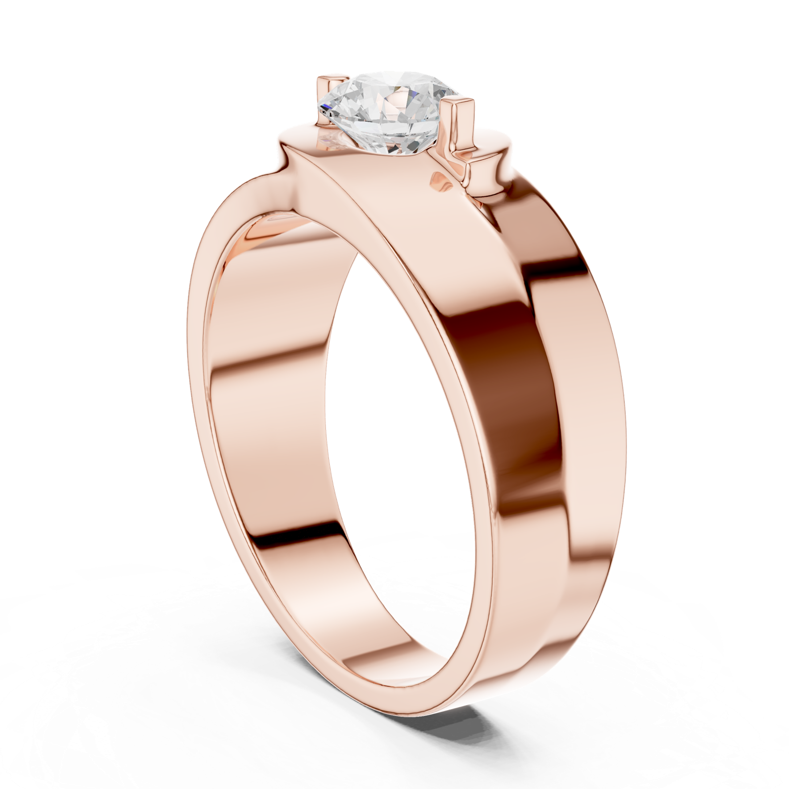 14K Solid Gold Lab Diamond Solitaire Ring, Rose Gold, view 1