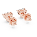 14K Solid Gold Lab Diamond Heart Stud Earrings, Rose Gold, view 3