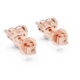 14K Solid Gold Lab Diamond Heart Stud Earrings, Rose Gold, view 3