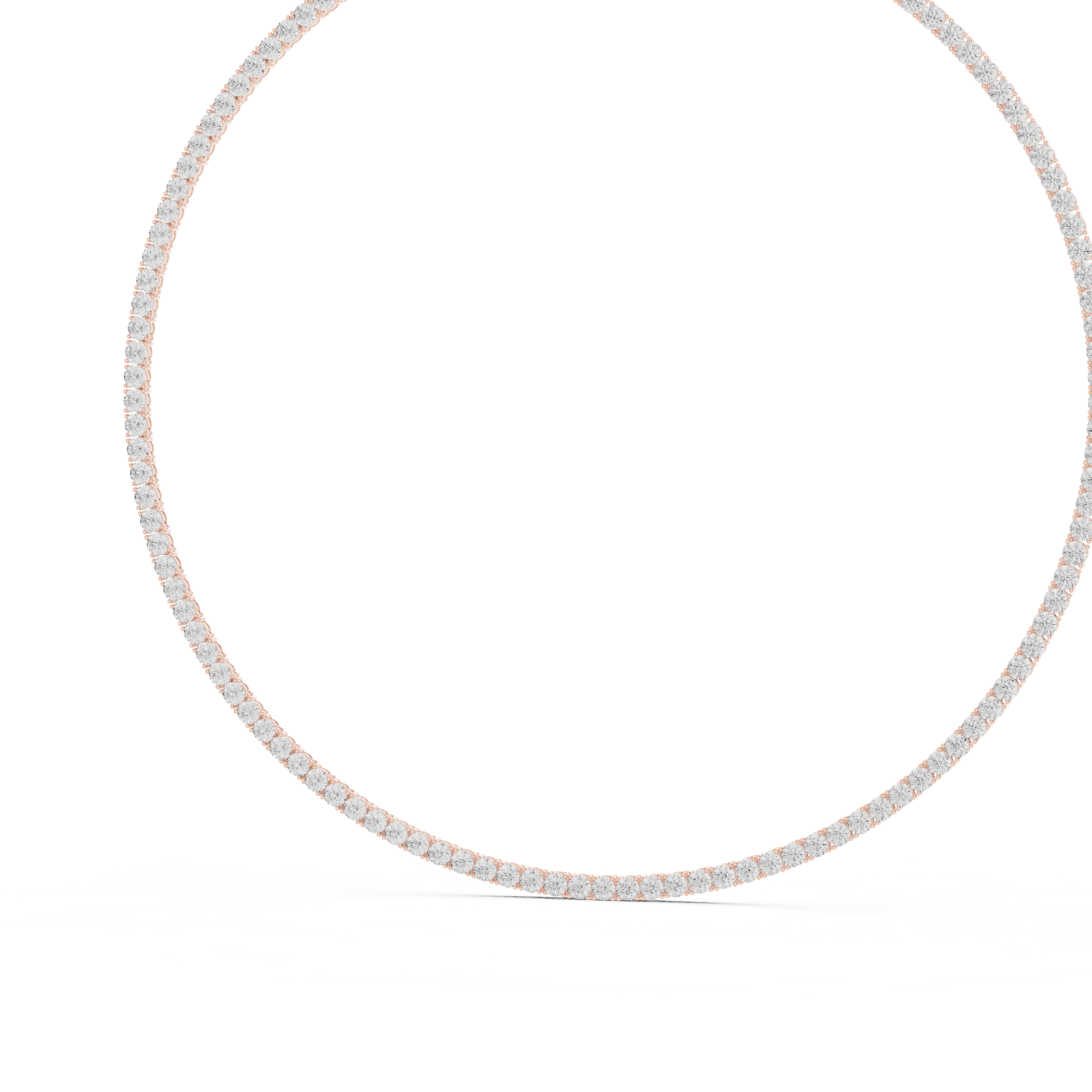 14K Solid Gold Lab Diamond Tennis Necklace, Rose Gold, view 2