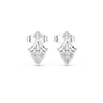 14K Solid Gold Lab Diamond Leaf Cluster Earrings, White Gold