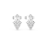 14K Solid Gold Lab Diamond Leaf Cluster Earrings, White Gold