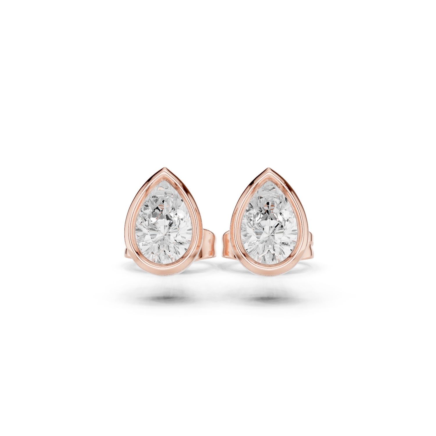 Gold Jewelry DDER-001, Pear center stone, Rose Gold