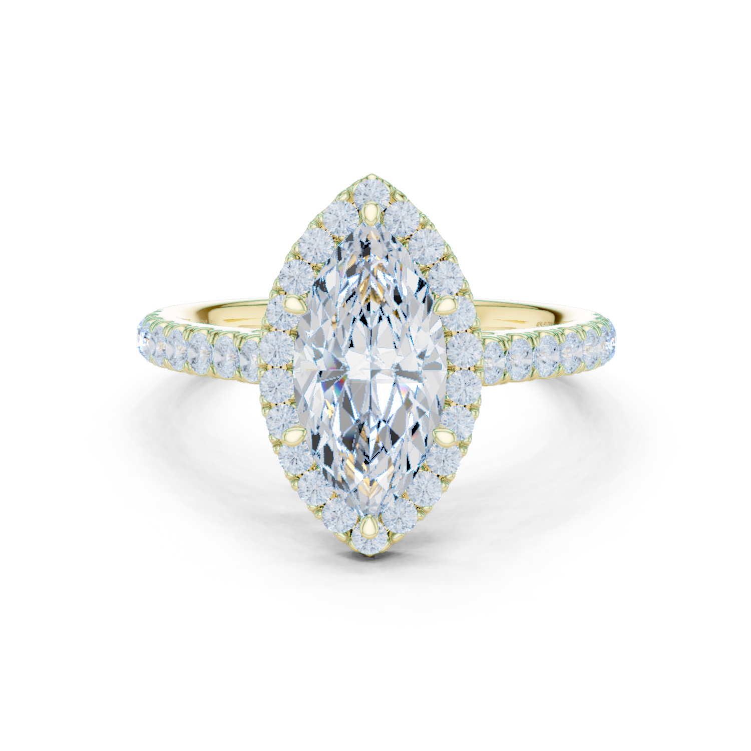 Gold Ring DDLR-118, Marquise center stone, Yellow Gold