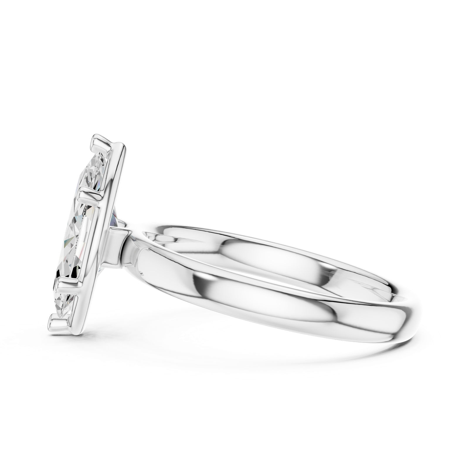 Gold Jewelry L36-10, Marquise center stone, White Gold, view 3