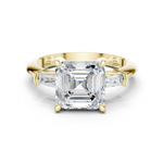 Gold Jewelry, Asscher center stone, Yellow Gold