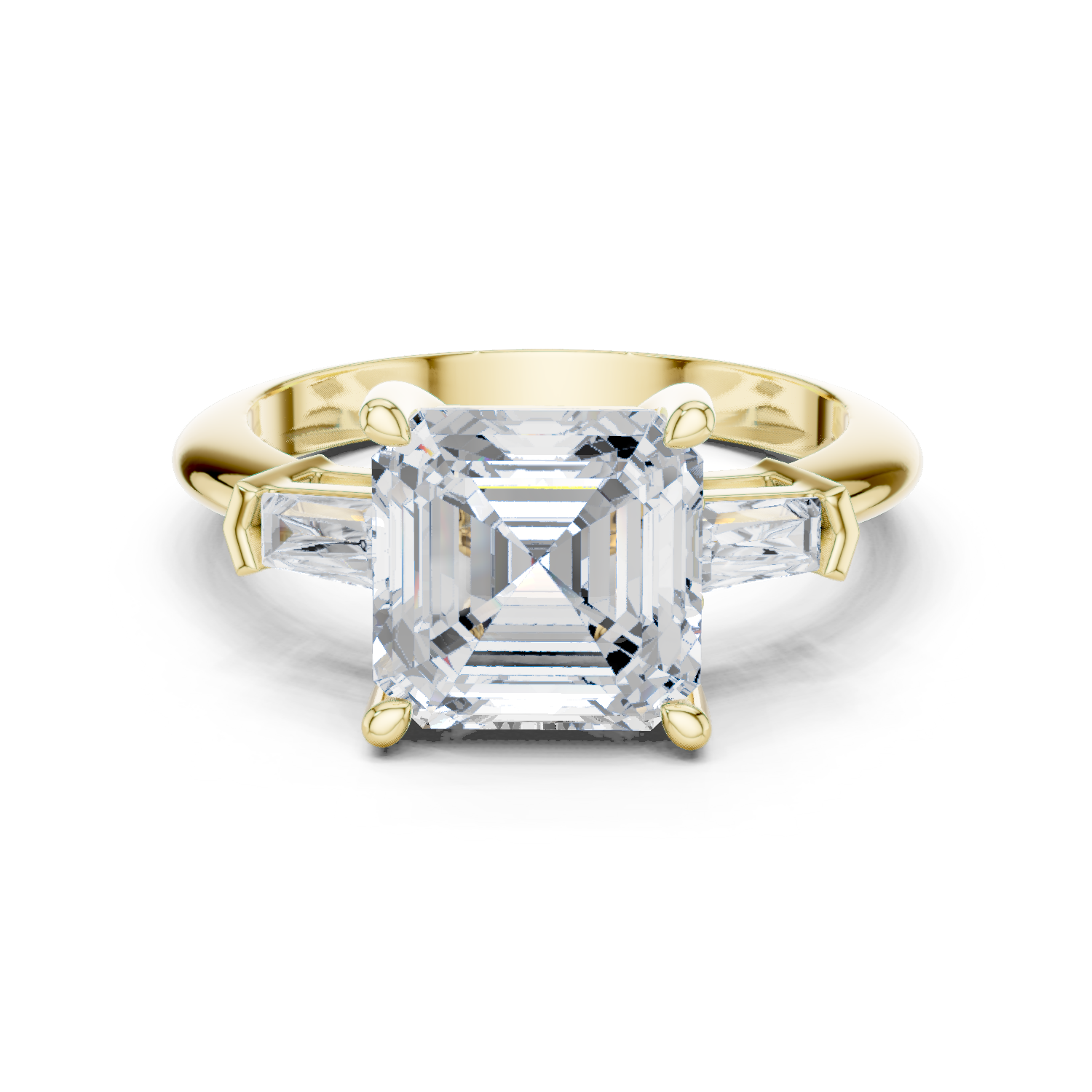 Gold Jewelry, Asscher center stone, Yellow Gold