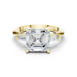 Gold Jewelry, Asscher center stone, Yellow Gold