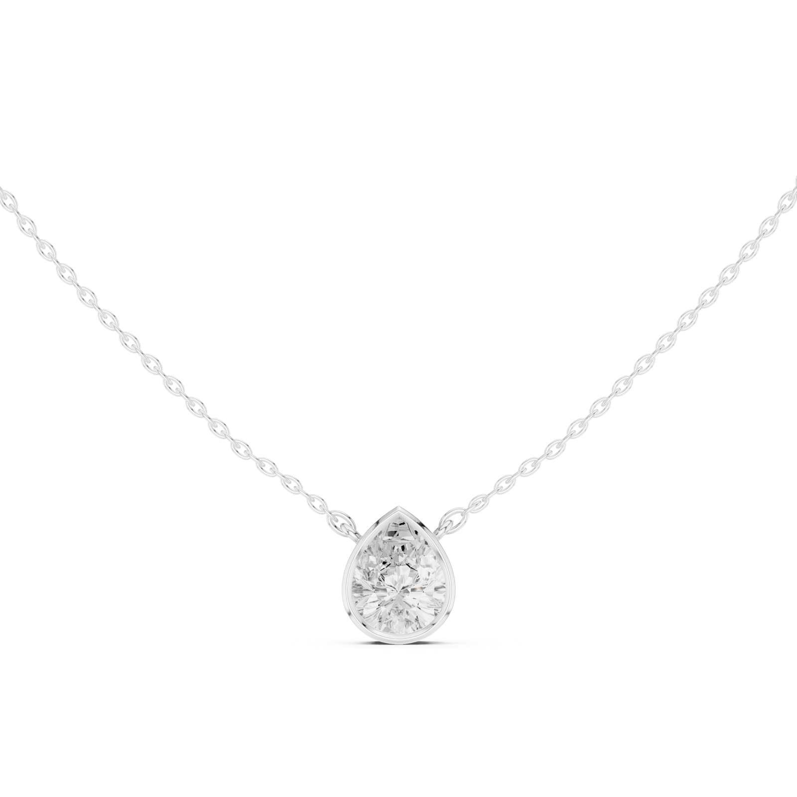 Gold Jewelry DDPO-007, Pear center stone, White Gold, view 4