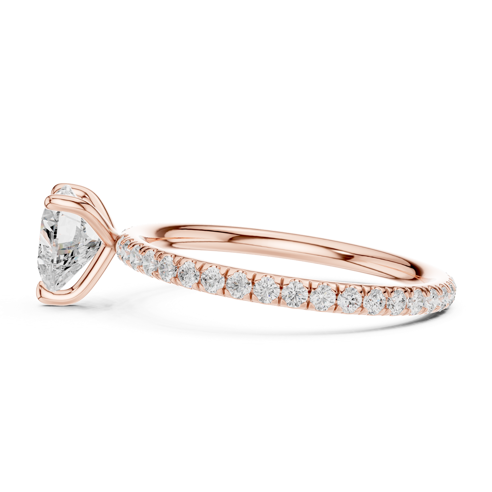 Gold Jewelry L36-15, Heart center stone, Rose Gold, view 3