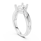Gold Twisted Band Solitaire Engagement Ring, Pear center stone, White Gold, view 1