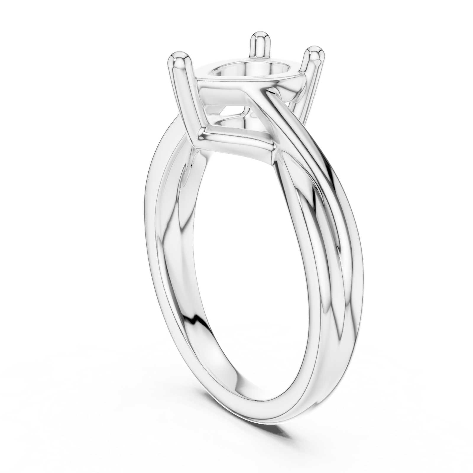 Gold Twisted Band Solitaire Engagement Ring, Pear center stone, White Gold, view 1