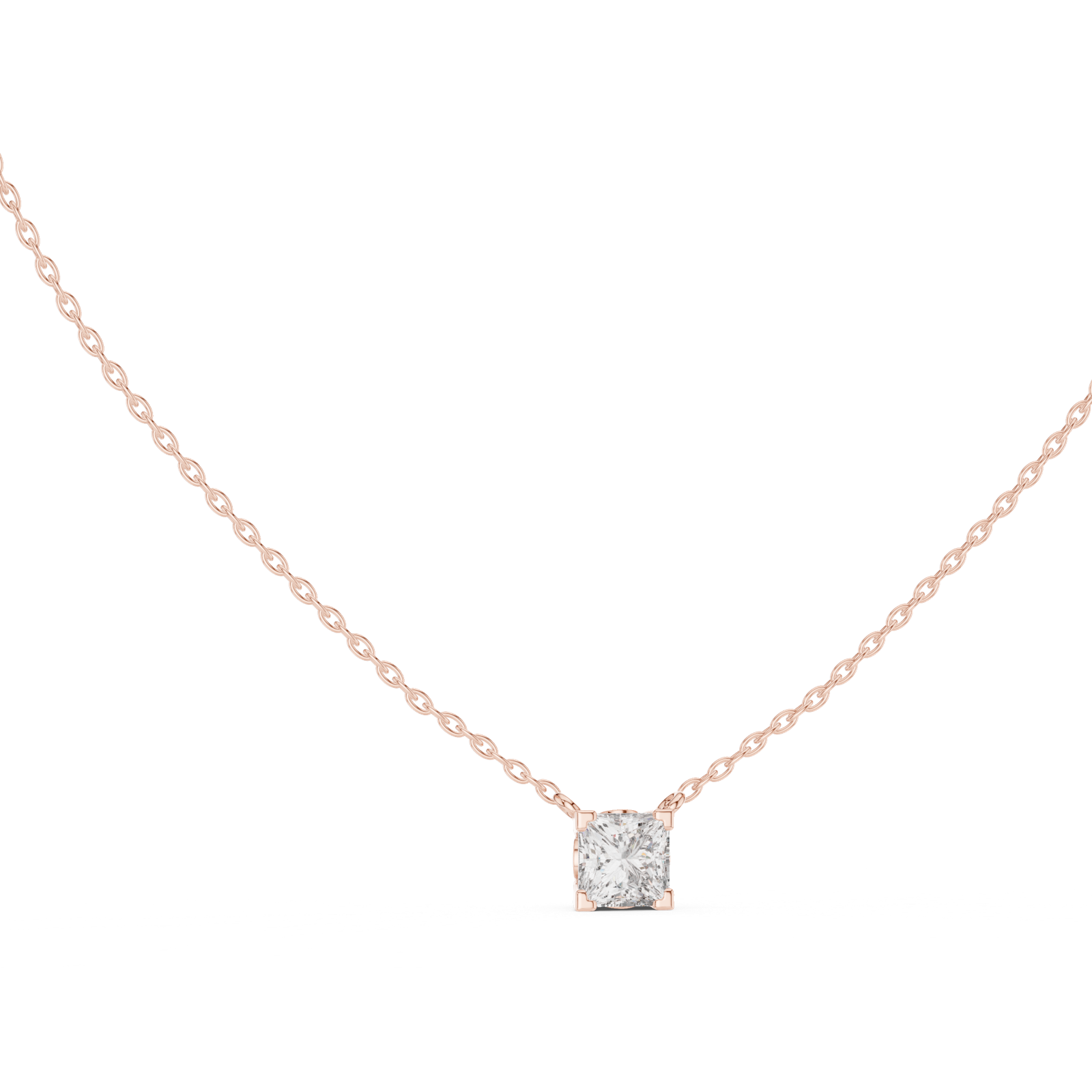 14K Solid Gold Lab Diamond Solitaire Pendant Necklace, Rose Gold, view 1