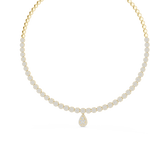 14K Solid Gold Lab Diamond Tennis Necklace, Yellow Gold, view 2