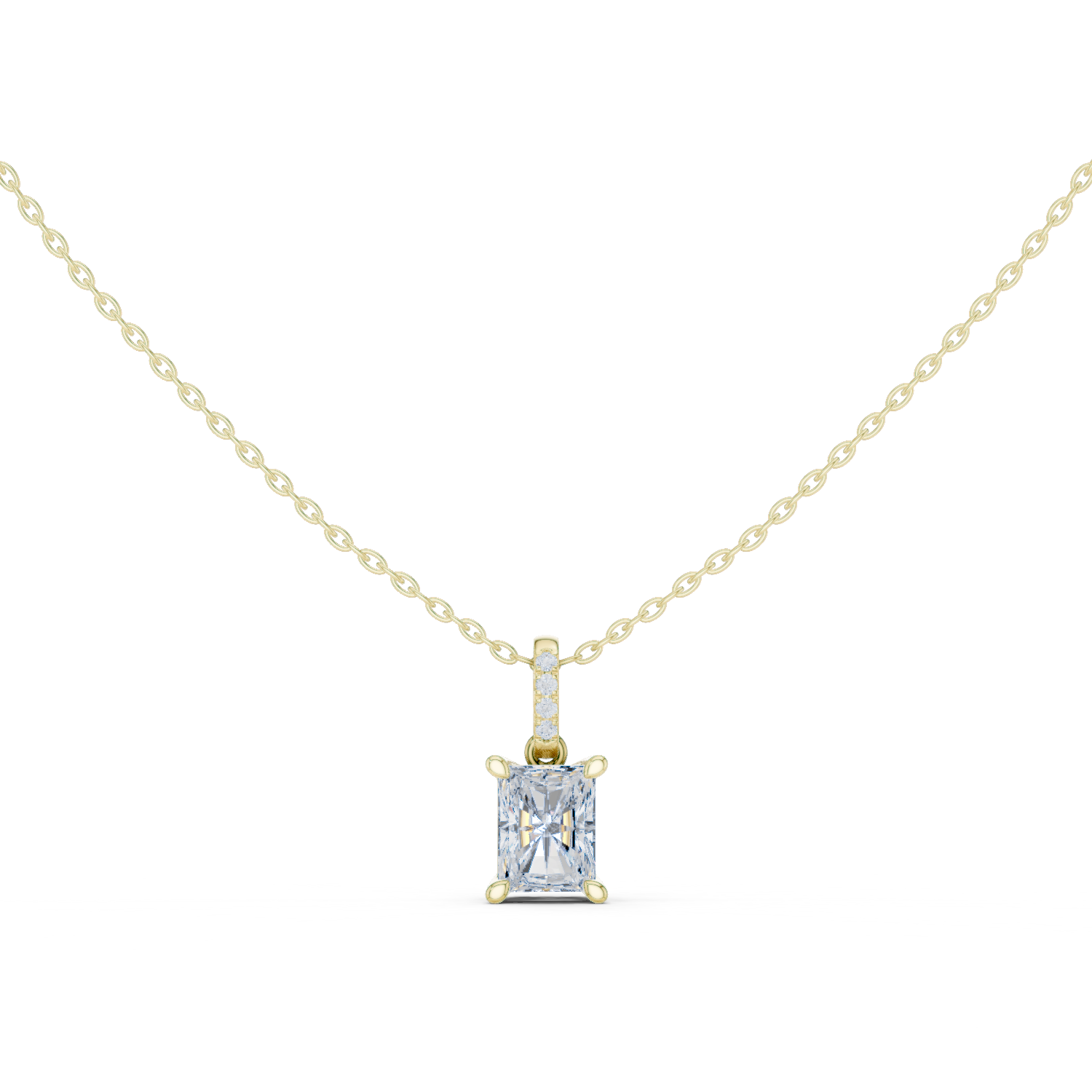 Gold Jewelry DDPO-009, Radiant center stone, Yellow Gold