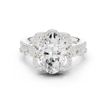 Gold Ring DDLR-442, Oval center stone, White Gold