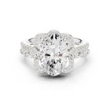 Gold Ring DDLR-442, Oval center stone, White Gold