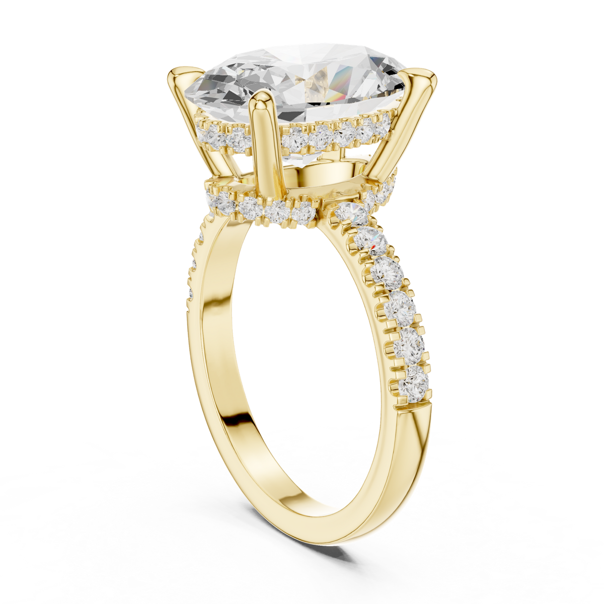 14K Solid Gold Lab Diamond Solitaire Ring, Yellow Gold, view 1