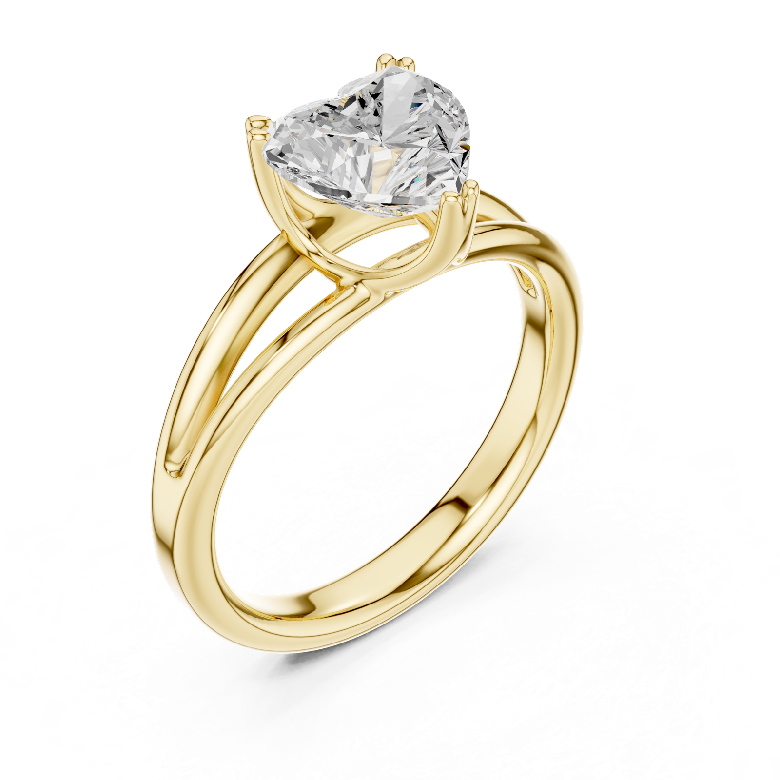 Gold Jewelry L36-7, Heart center stone, Yellow Gold, view 2