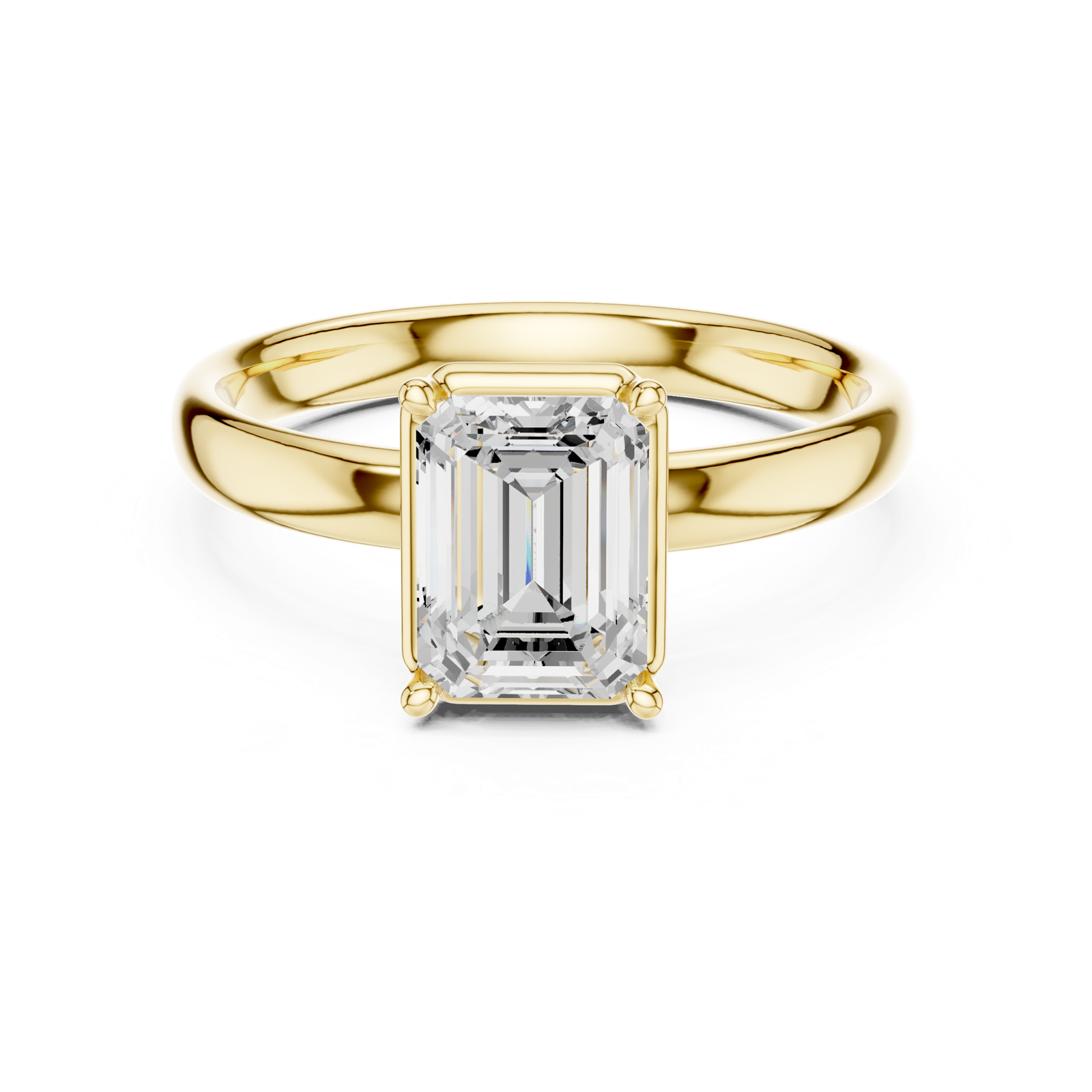 Gold Jewelry, Emerald center stone, Yellow Gold, view 4