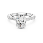 Gold Ring DDLR-165, Oval center stone, White Gold, view 4