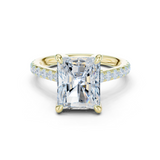 Gold Ring DDLR-250, Radiant center stone, Yellow Gold