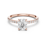 Gold Jewelry, Cushion center stone, Rose Gold