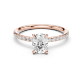 Gold Jewelry, Cushion center stone, Rose Gold