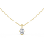 14K Solid Gold Lab Diamond Solitaire Pendant Necklace, Yellow Gold
