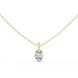 14K Solid Gold Lab Diamond Solitaire Pendant Necklace, Yellow Gold