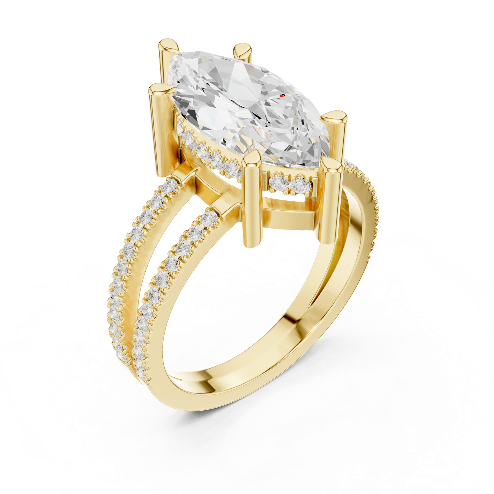 Gold Jewelry L36-13, Marquise center stone, Yellow Gold, view 2