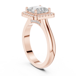 Gold Ring DDLR-338, Princess center stone, Rose Gold, view 1