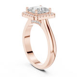 Gold Ring DDLR-338, Princess center stone, Rose Gold, view 1
