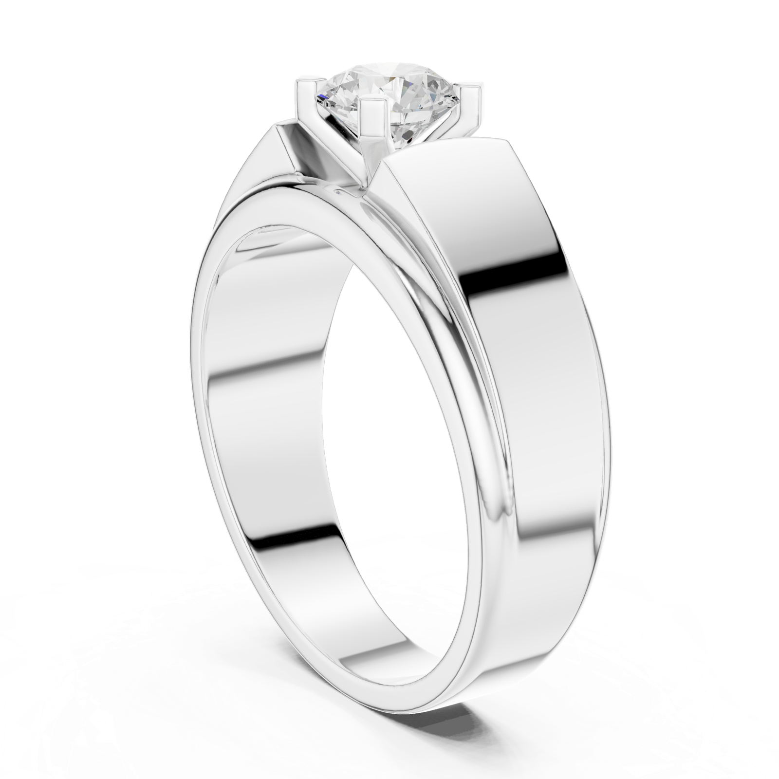 14K Solid Gold Lab Diamond Solitaire Ring, White Gold, view 1
