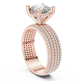 Gold Ring, Cushion center stone, Rose Gold, view 1