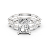 Gold Ring DDLR-441, Radiant center stone, White Gold