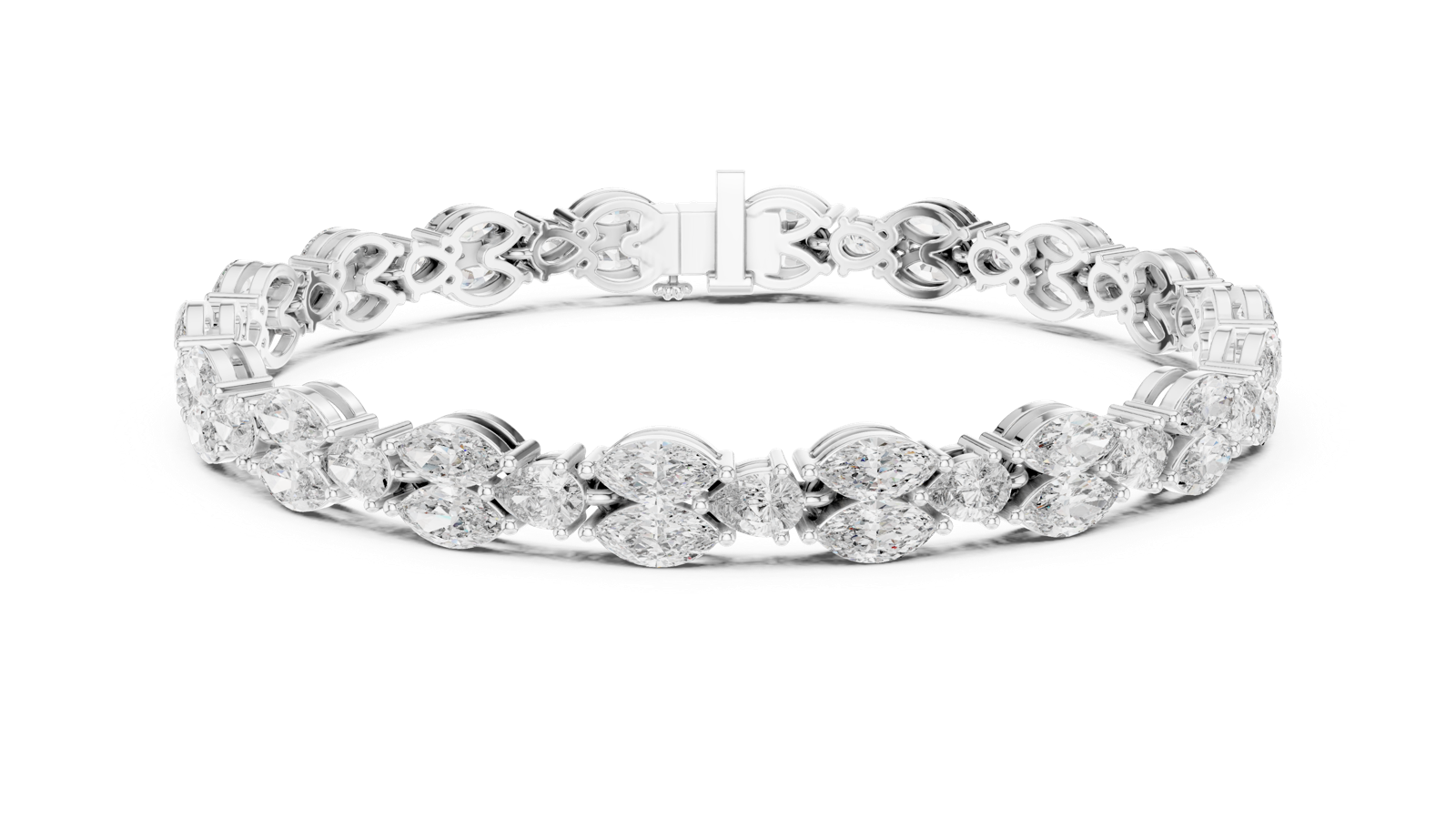 14K Solid Gold Lab Diamond Bracelet, White Gold, view 4