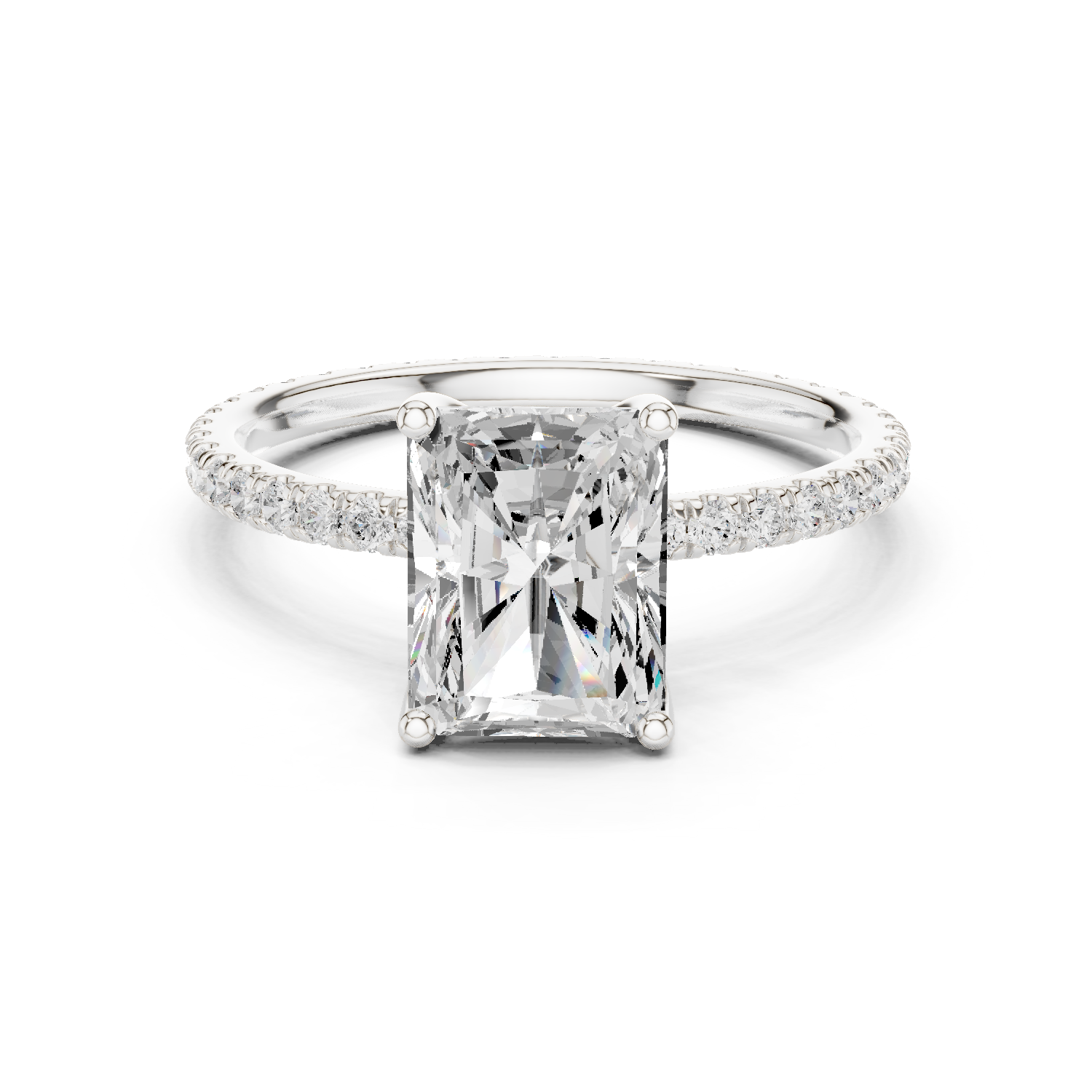 Gold Jewelry L36-16, Radiant center stone, White Gold