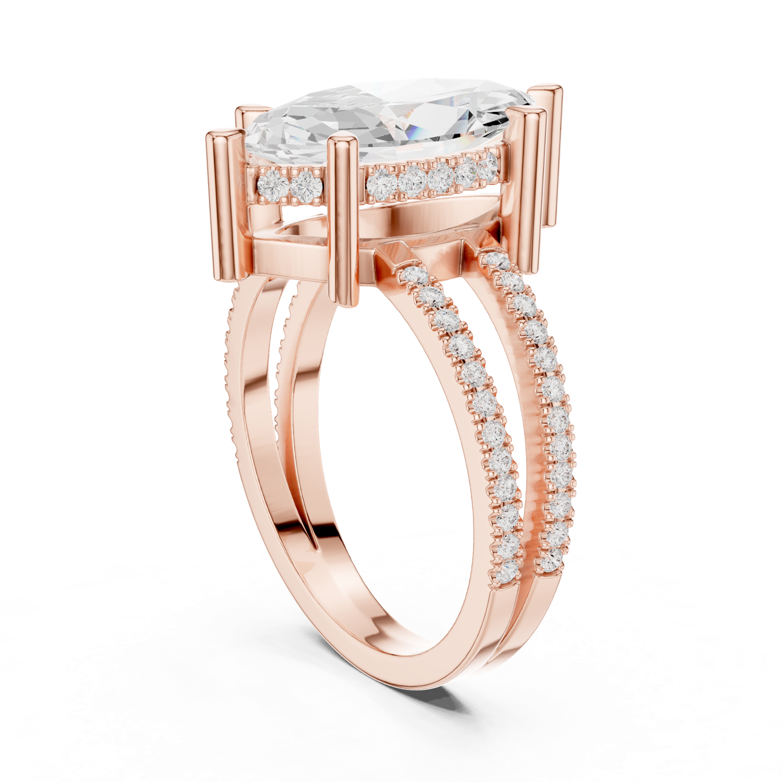 Gold Jewelry L36-13, Marquise center stone, Rose Gold, view 1