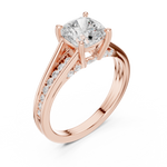 Gold Ring, Cushion center stone, Rose Gold, view 2