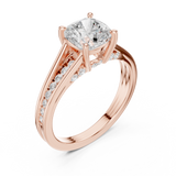 Gold Ring, Cushion center stone, Rose Gold, view 2