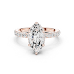 Gold Ring DDLR-165, Marquise center stone, Rose Gold